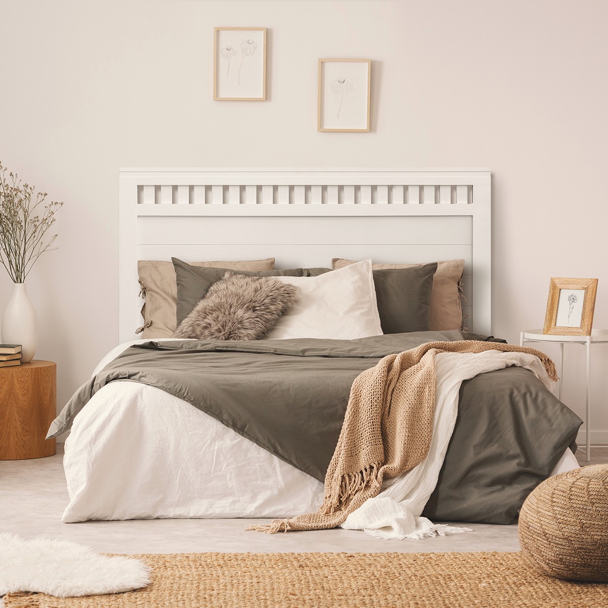 Cabecero de madera para camas de 135 (145 x 120 cm) Acabado Blanco