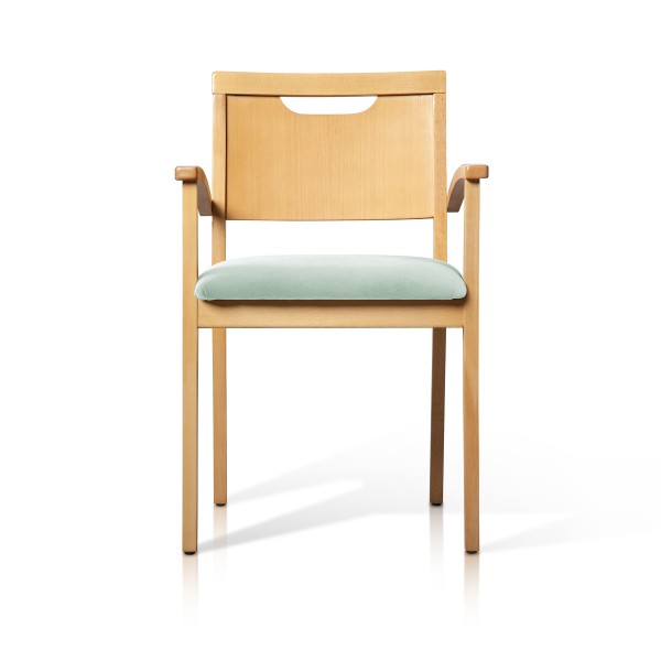 Silla de madera con asiento tapizado HAMBURGO