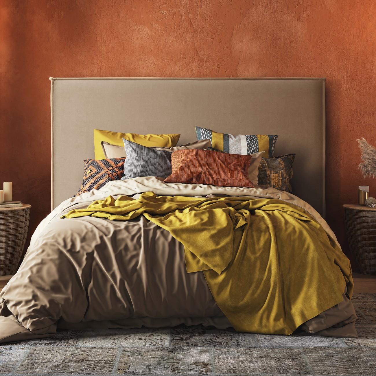 Cabecero de cama tapizado para camas de 135 (145 x 120 cm) Tela Gris Plata