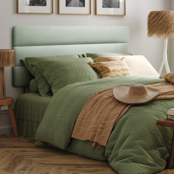 Cabecero de cama tapizado con patas de madera DEVA