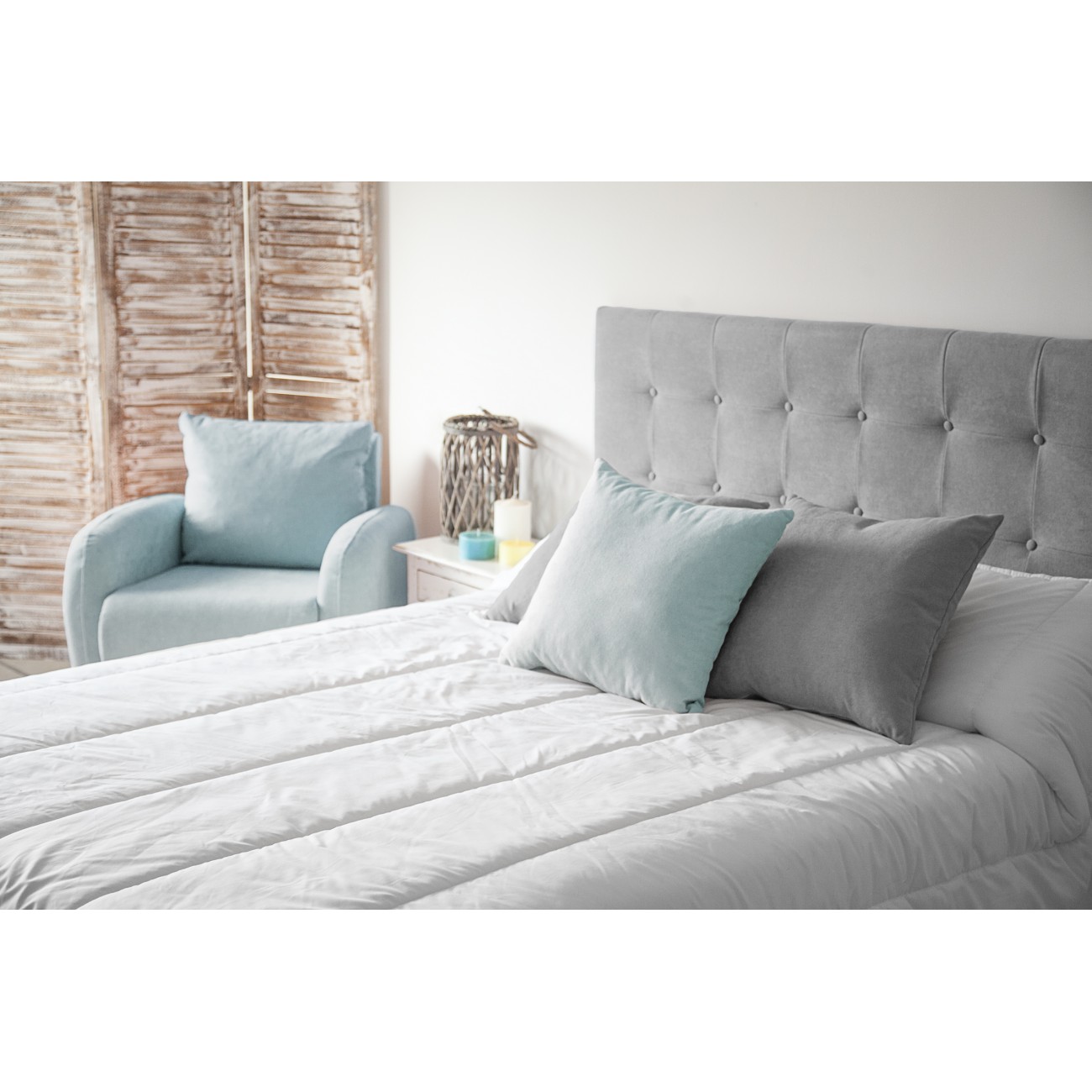 Revolucionario Mariscos marea Cabecero de cama tapizado para camas de 80 (90 x 57 cm) Tela Gris