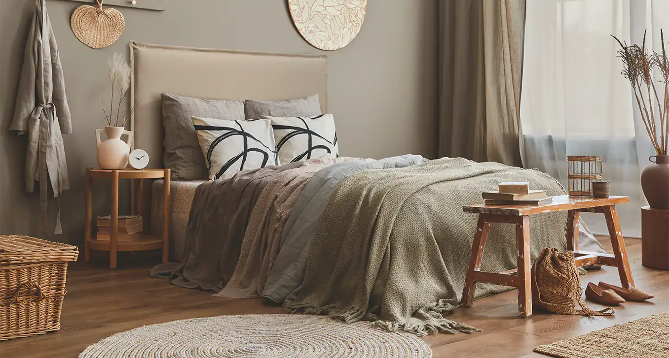 Cabecero de cama tapizado en lino